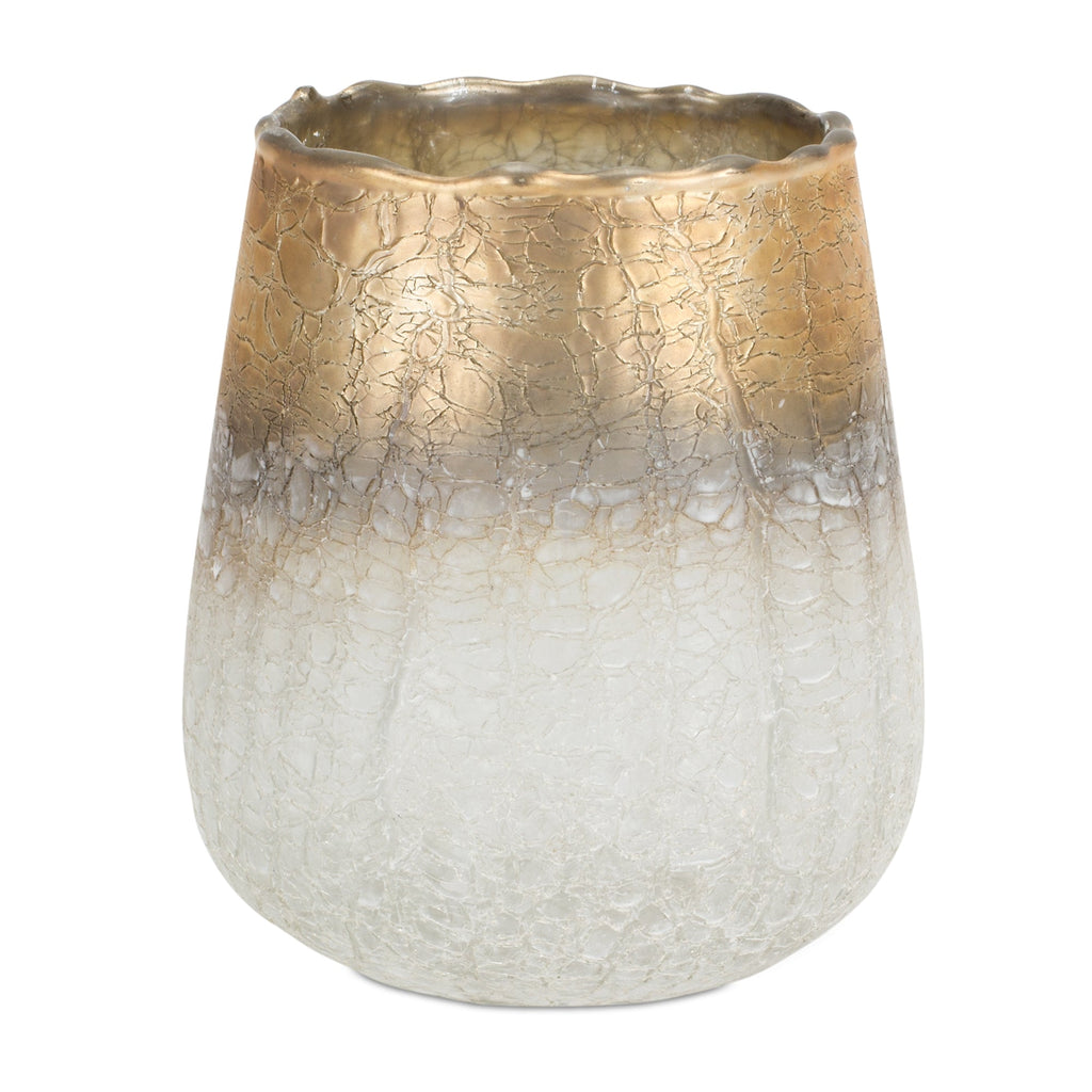 Gold and White Ombre Glass Vase Candle Holder 6" - Decor