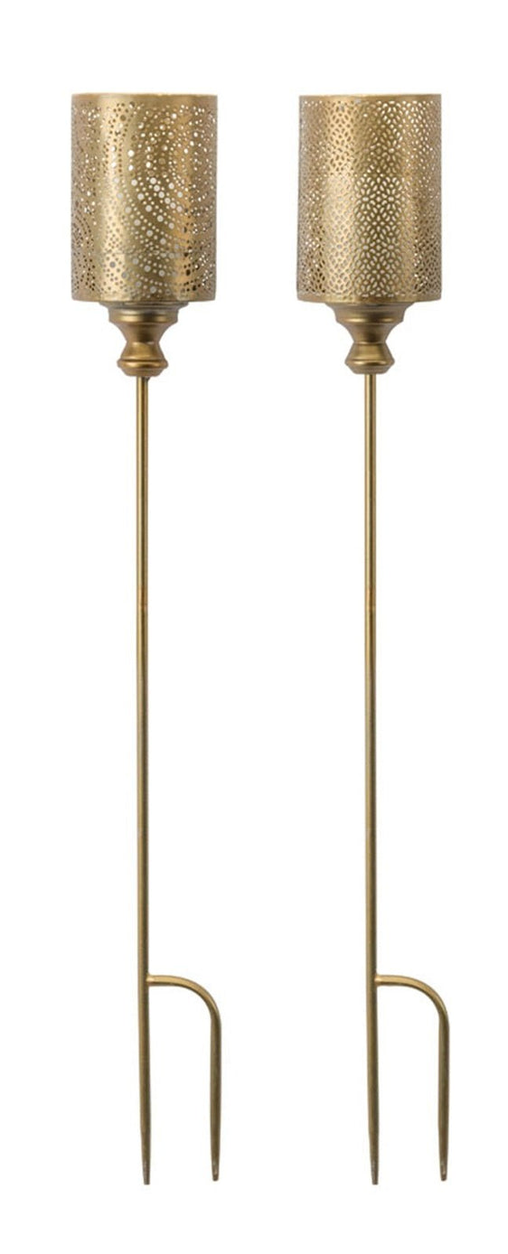 Gold Punched Metal Candle Holder Garden Stake, Set of 4 - Pier 1