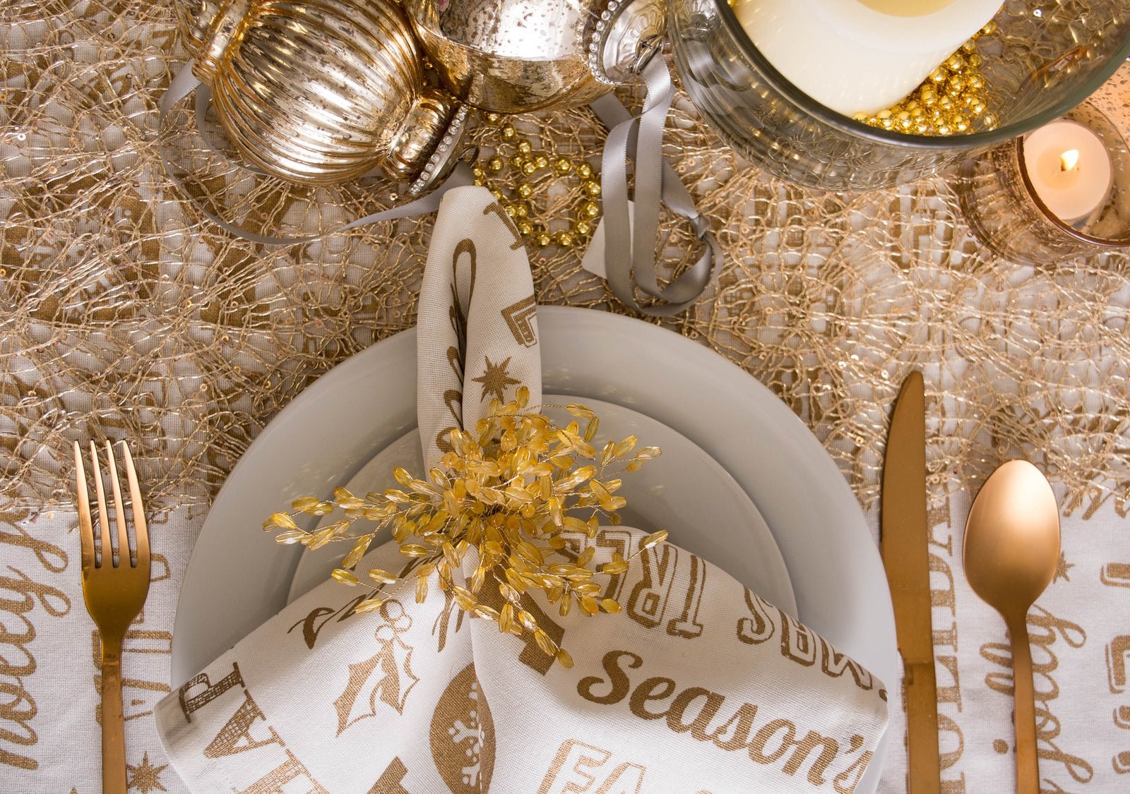 Gold Sequin Mesh Table Runner Roll 16in x 10ft - Pier 1