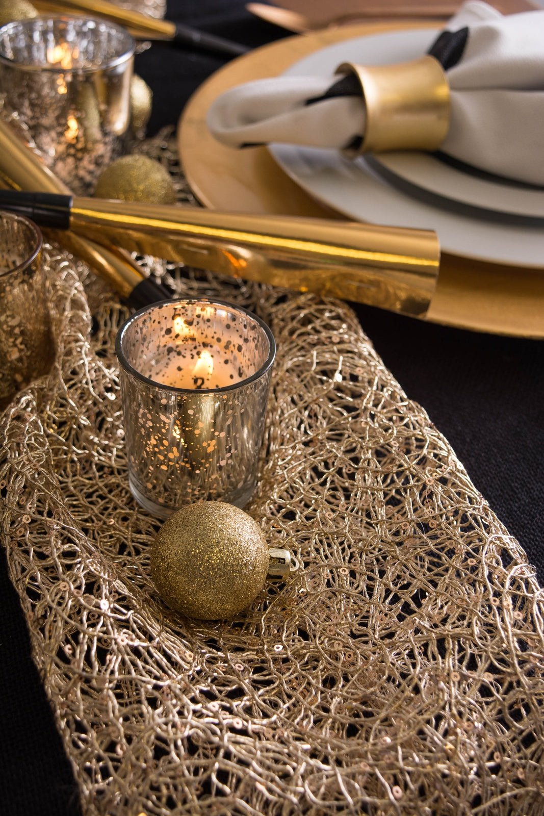 Gold Sequin Mesh Table Runner Roll 16in x 10ft - Pier 1