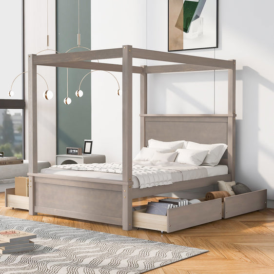 Grant-Canopy-Bed-with-Four-Drawers-Beds