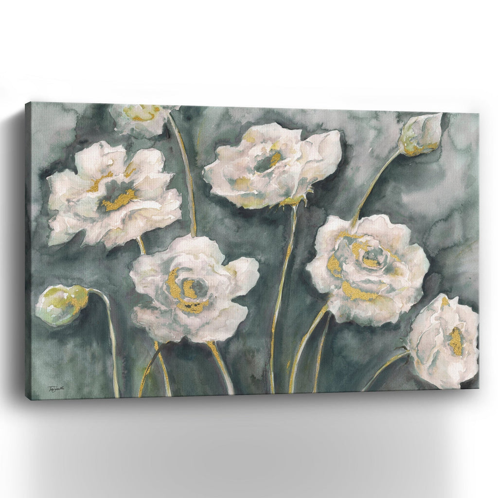 Gray And White Floral Landscape Canvas Giclee - Pier 1