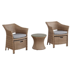 Gray Kokoli All-weather Conversation Set with Set of 2 Chairs with Ottomans and 17" Accent Table - Pier 1