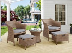 Gray Kokoli All-weather Conversation Set with Set of 2 Chairs with Ottomans and 17" Accent Table - Pier 1