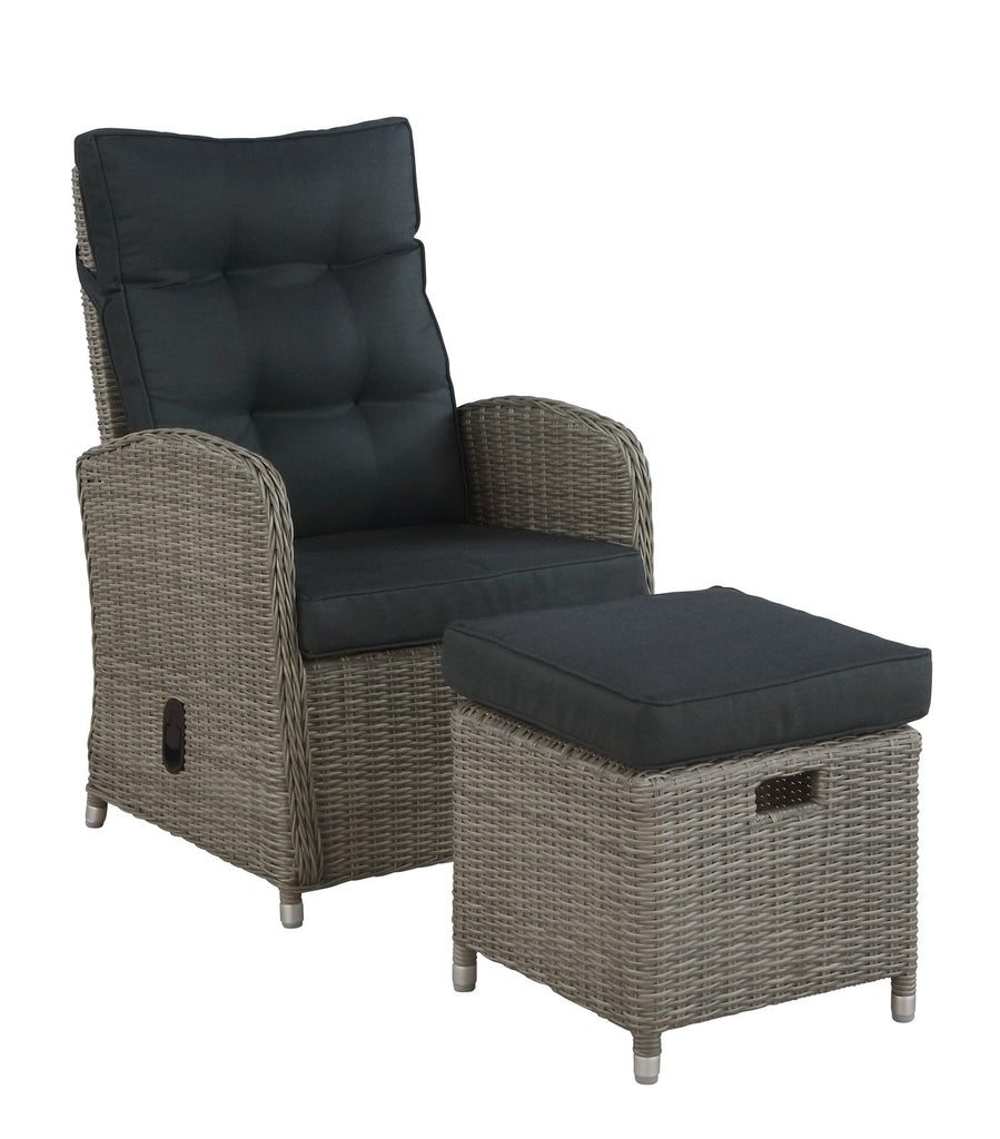 Gray Monaco All-weather Wicker Outdoor Recliner and Ottoman - Pier 1