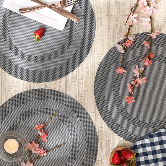 Gray-Round--Double-frame-Placemats,-Set-of-6-Placemats