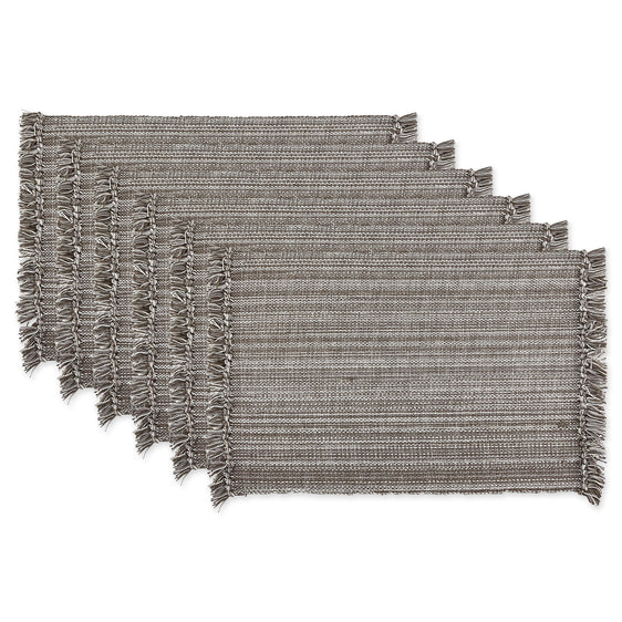 Gray-Variegated-Fringe-Placemats,-Set-of-6-Placemats