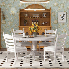 Grayson 5 Piece Dining Set with Round Extendable Dining Table and 4 Upholstered Dining Chairs - Pier 1