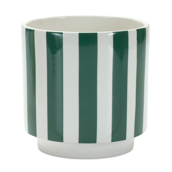 Green and White Striped Planter (Set of 2) - Pier 1