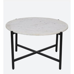 Grey Marble Coffee Table with Grey Metal Frame - Coffee Tables