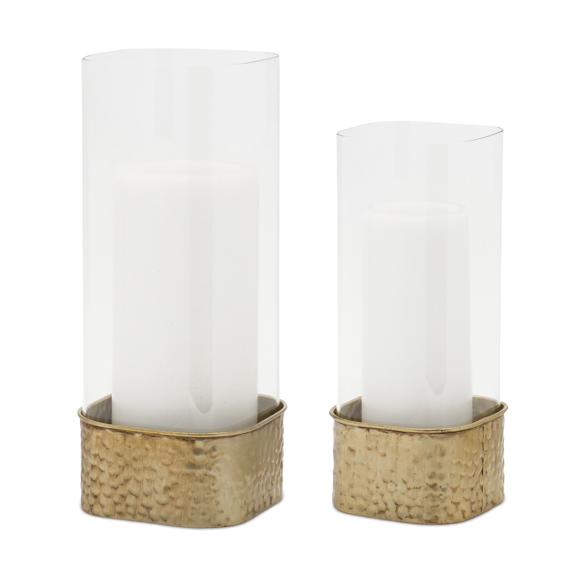 Hammered-Metal-Candle-Holder,-Set-of-2-Candle-Holders