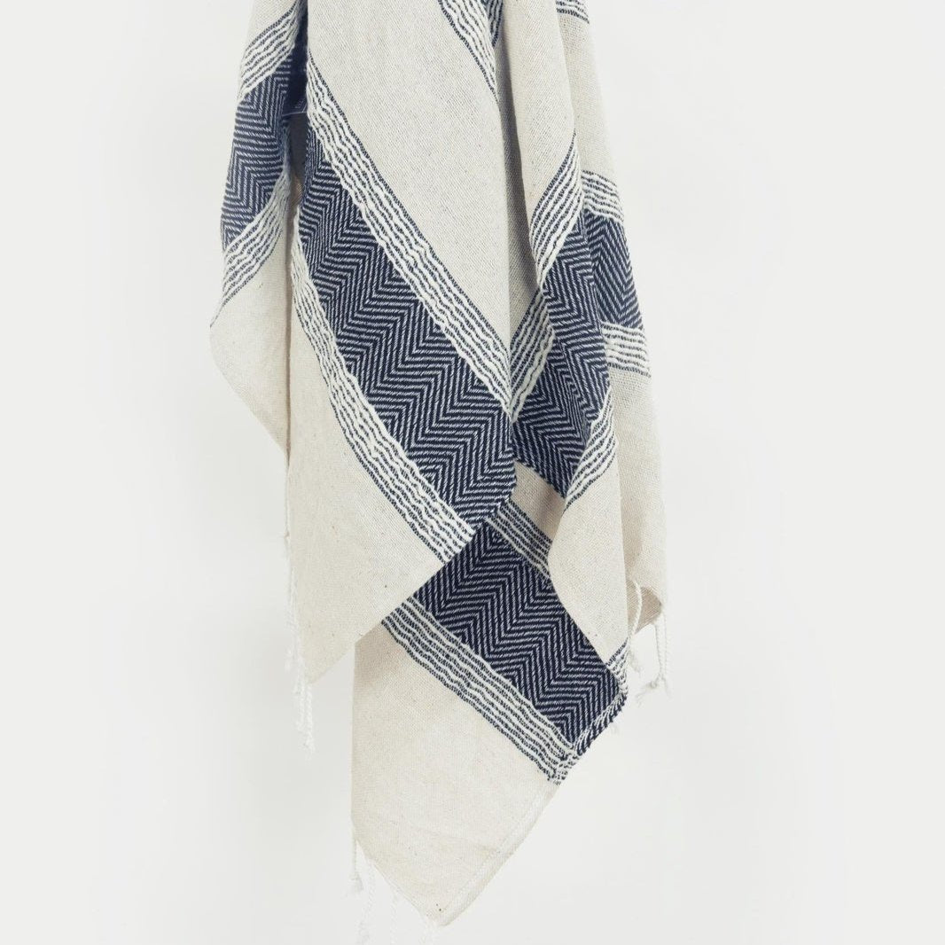 Hand loomed Stripe And Chevron 90% Cotton/10% Acrylic Throw - Pier 1