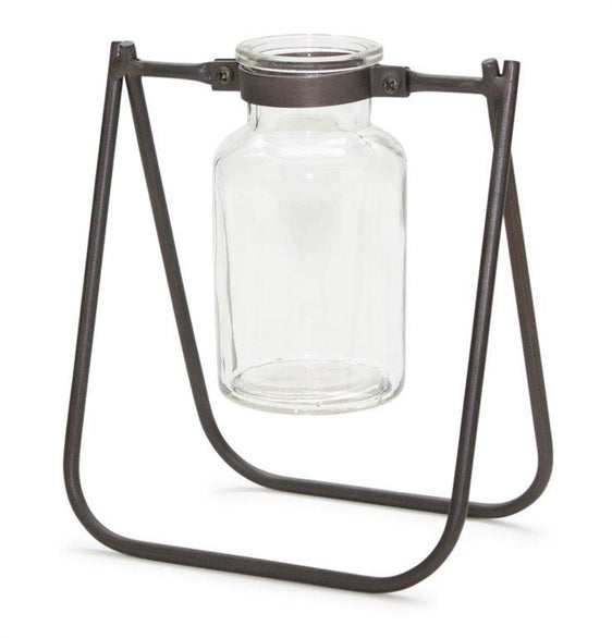 Hanging Glass Jar Vase with Metal Stand, Set of 2 - Pier 1