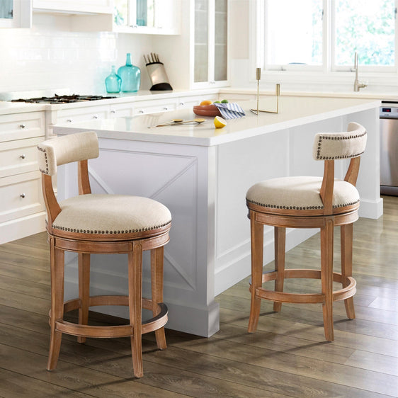 Hanover-Weathered-Brown-and-Beige-Swivel-Counter-Height-Bar-Stool,-Set-of-2-Counter-Stool