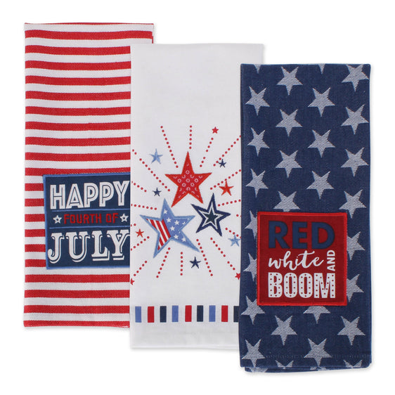 Happy-Fourth-Of-July-Embellished-Dishtowels,-Set-of-3-Dish-Towels