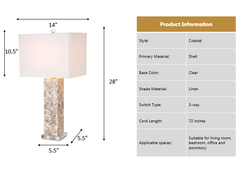 Harper-28-Inch Nature Mother of Pearl Table Lamp with Crystals (Set of 2) - Table Lamps
