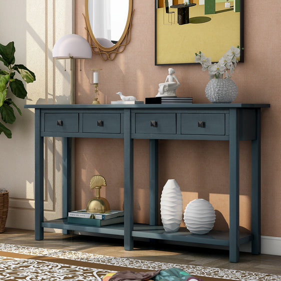 Hayden-59''-Rustic-Console-Table-with-4-Drawers-and-Bottom-Shelf-Consoles