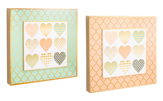 Heart-Pattern-Wall-Plaque-with-Gold-Accent,-Set-of-2-Wall-Art