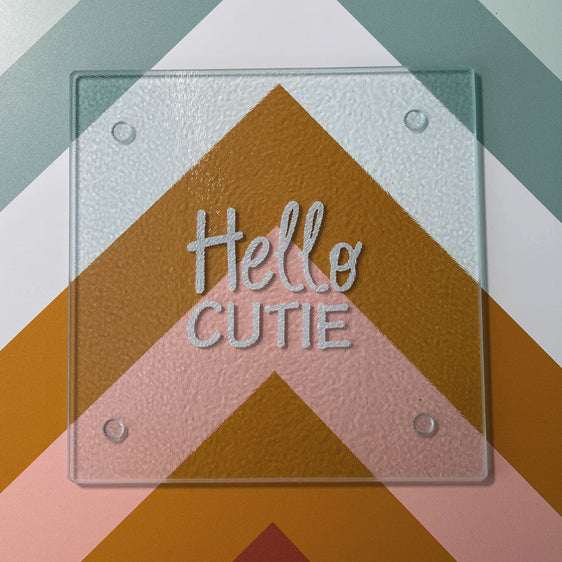 "Hello Cutie" Talking Glass Cutting Board - Cutting Boards