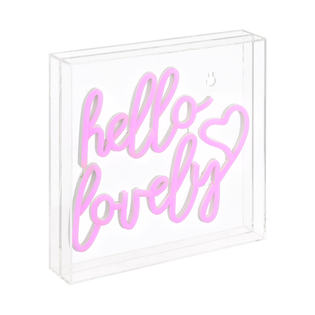 Hello Lovely Square Contemporary Glam Acrylic Box USB Operated LED Neon Light - Pier 1