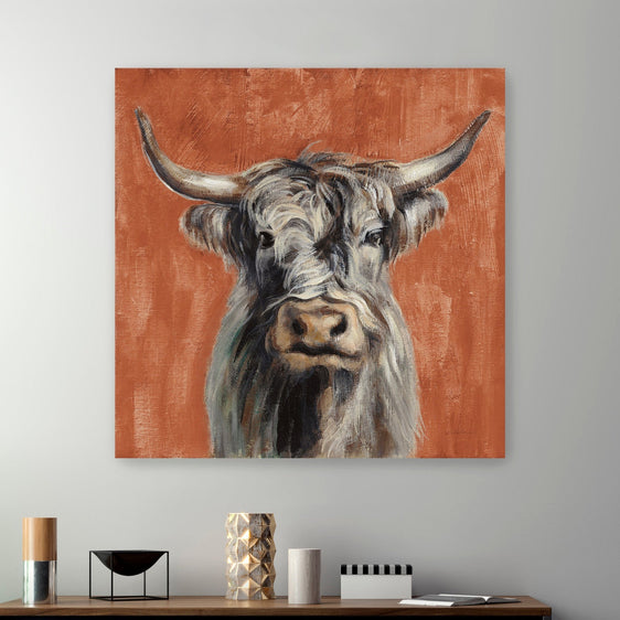 Highland Cow On Terracotta Canvas Giclee - Pier 1