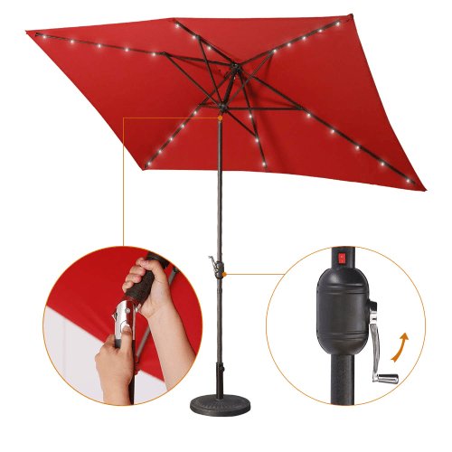 Hunter 6.5 ft. x 10 ft Patio LED Umbrella Hunter 6.5 ft. x 10 ft Patio LED Umbrella