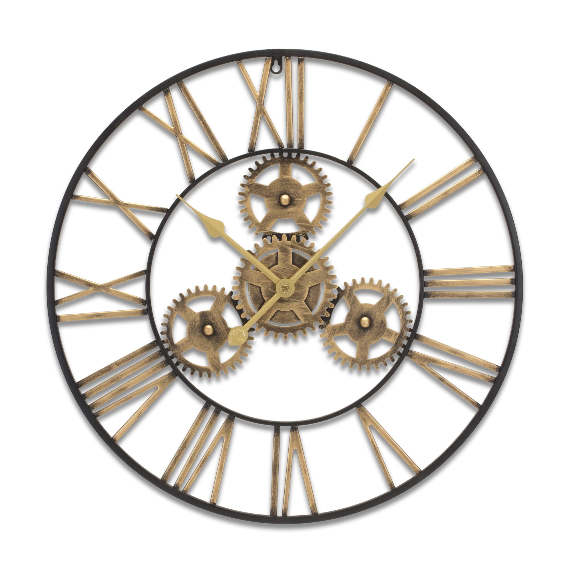 gears wall clock Industrial Iron Gears 23.75" Wall Clock with Roman Numerals