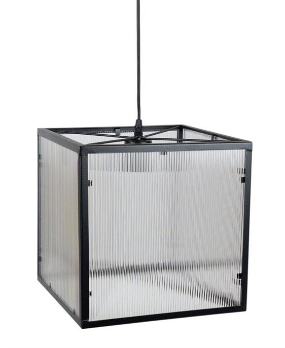 Iron Metal Hanging Lamp with Ribbed Acrylic 12" - Pier 1