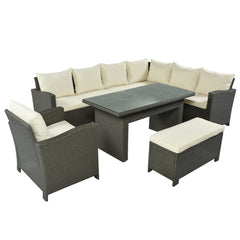 Irvine 6 Piece Outdoor Dining Set with Bench and Cushions - Pier 1