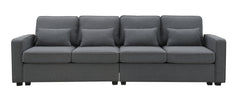 Jared Upholstered Sofa with Armrest Pockets and 4 Pillows - Sofas