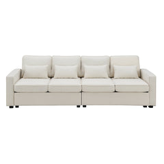Jared Upholstered Sofa with Armrest Pockets and 4 Pillows - Sofas