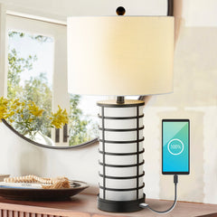 Jayce Modern Industrial Iron Nightlight LED Table Lamp with USB Charging Port - Table Lamps