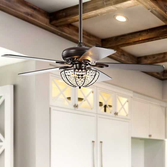Joanna Light Bronze Crystal LED Ceiling Fan With Remote - Fans