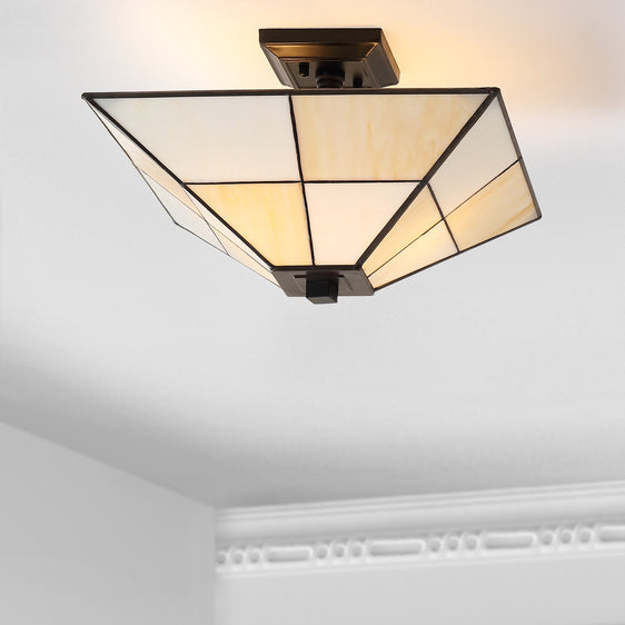 Juliana-TiffanyStyle-Glass/Metal-LED-Semi-Flush-Mount-Ceiling-Lights