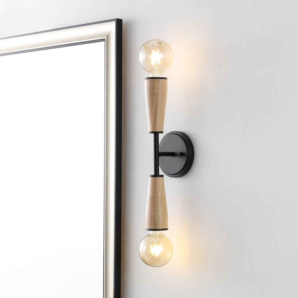 Katia Light Modern Designer Iron/Wood Double Sided Hourglass LED Sconce - Wall Sconce