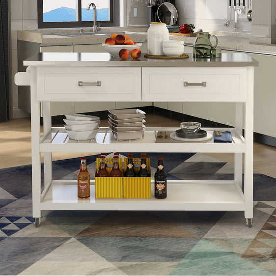 Kitchen-Island-with-2-Drawers-and-2-Open-Shelves-Kitchen-Carts