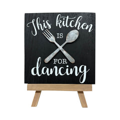Kitchen Wood Tabletop Decor with Galvanized Metal Fork and Spoon - Decorative sign
