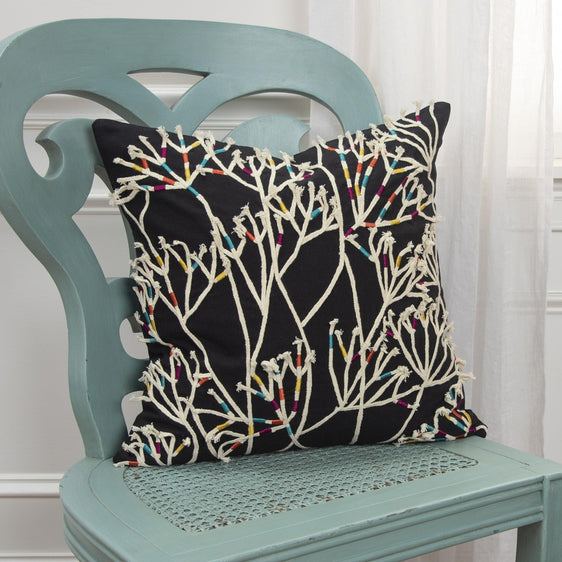Knife Edge Applied Art Cotton Impressionistic Botanical Pillow Cover - Decorative Pillows