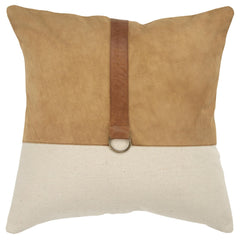 Knife Edge Color Block Leather Color Block Decorative Throw Pillow - Decorative Pillows