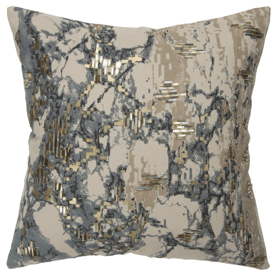 Knife Edge Printed And Embellished Cotton Canvas Abstract Pillow Cover - Decorative Pillows