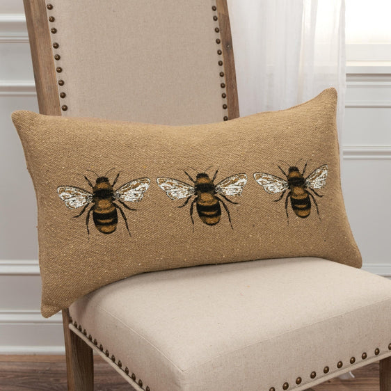 Knife-Edge-Printed-Cotton-Bee-Decorative-Throw-Pillow-Decorative-Pillows