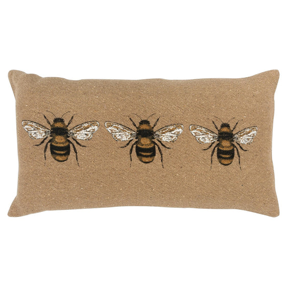 Knife Edge Printed Cotton Bee Pillow Cover - Decorative Pillows