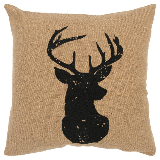 Knife Edge Printed Cotton Deer Stag Decorative Throw Pillow - Decorative Pillows