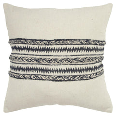 Knife Edge With Embellishment Cotton Canvas Panel And Stripe Decorative Throw Pillow - Decorative Pillows