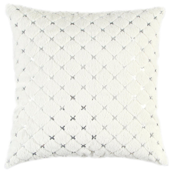 Knife Edged Quilted Faux Fur Diamond Decorative Throw Pillow - Decorative Pillows