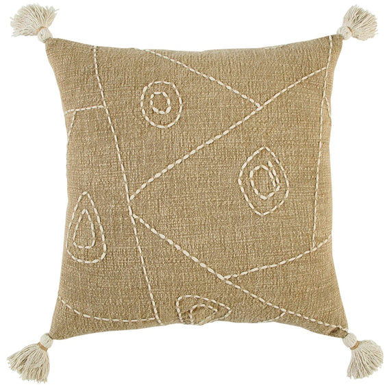 Knife Edged Textured Cotton Hieroglyphics Decorative Throw Pillow - Decorative Pillows