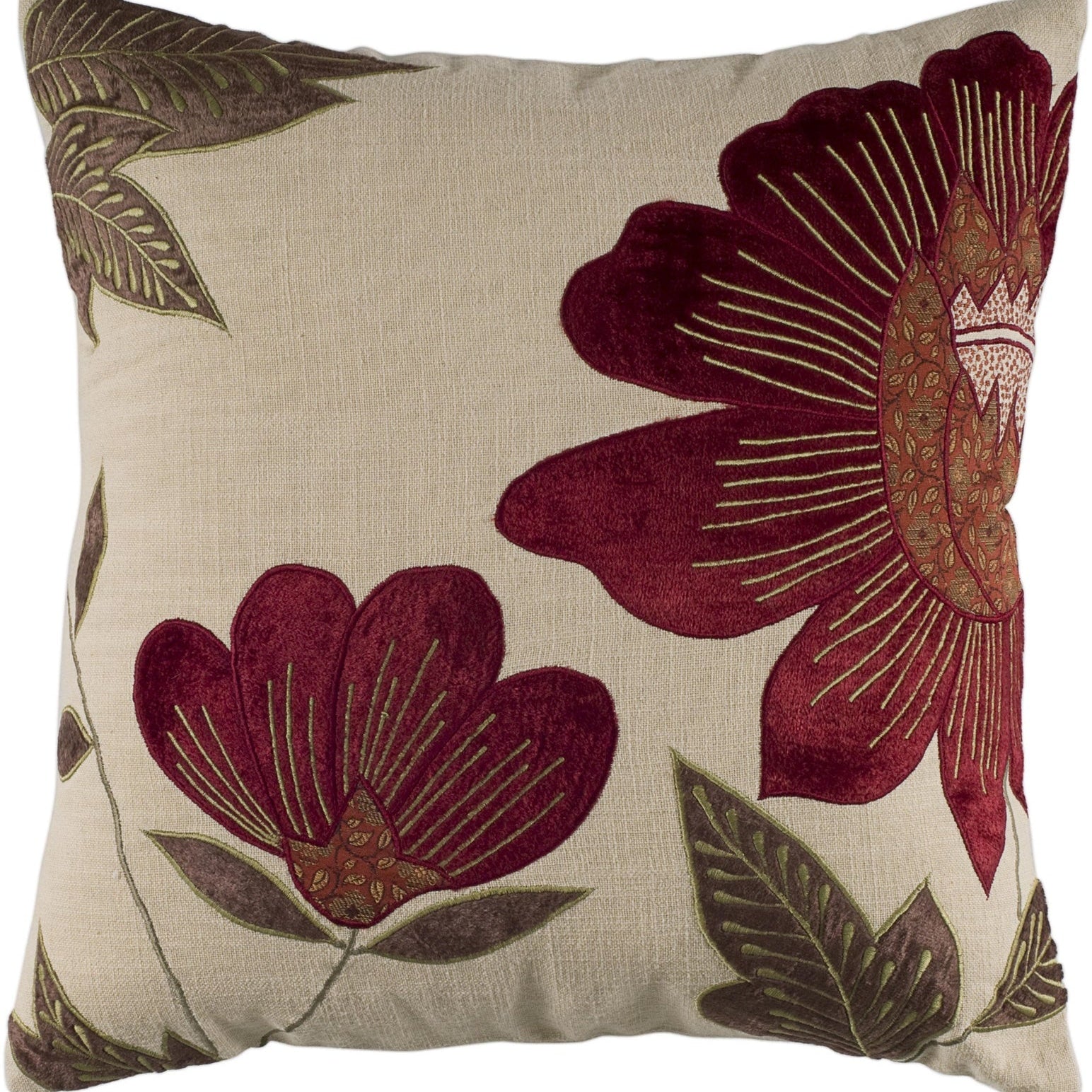 Knife Edged Velvet Floral Decorative Throw Pillow - Decorative Pillows