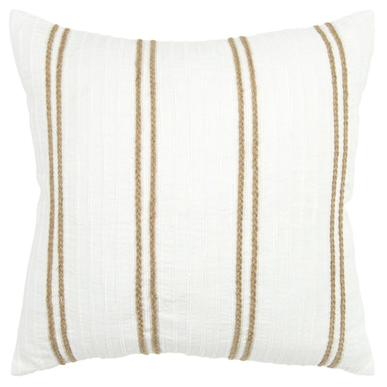 Knife Edged Woven Cotton Stripe Decorative Throw Pillow - Decorative Pillows