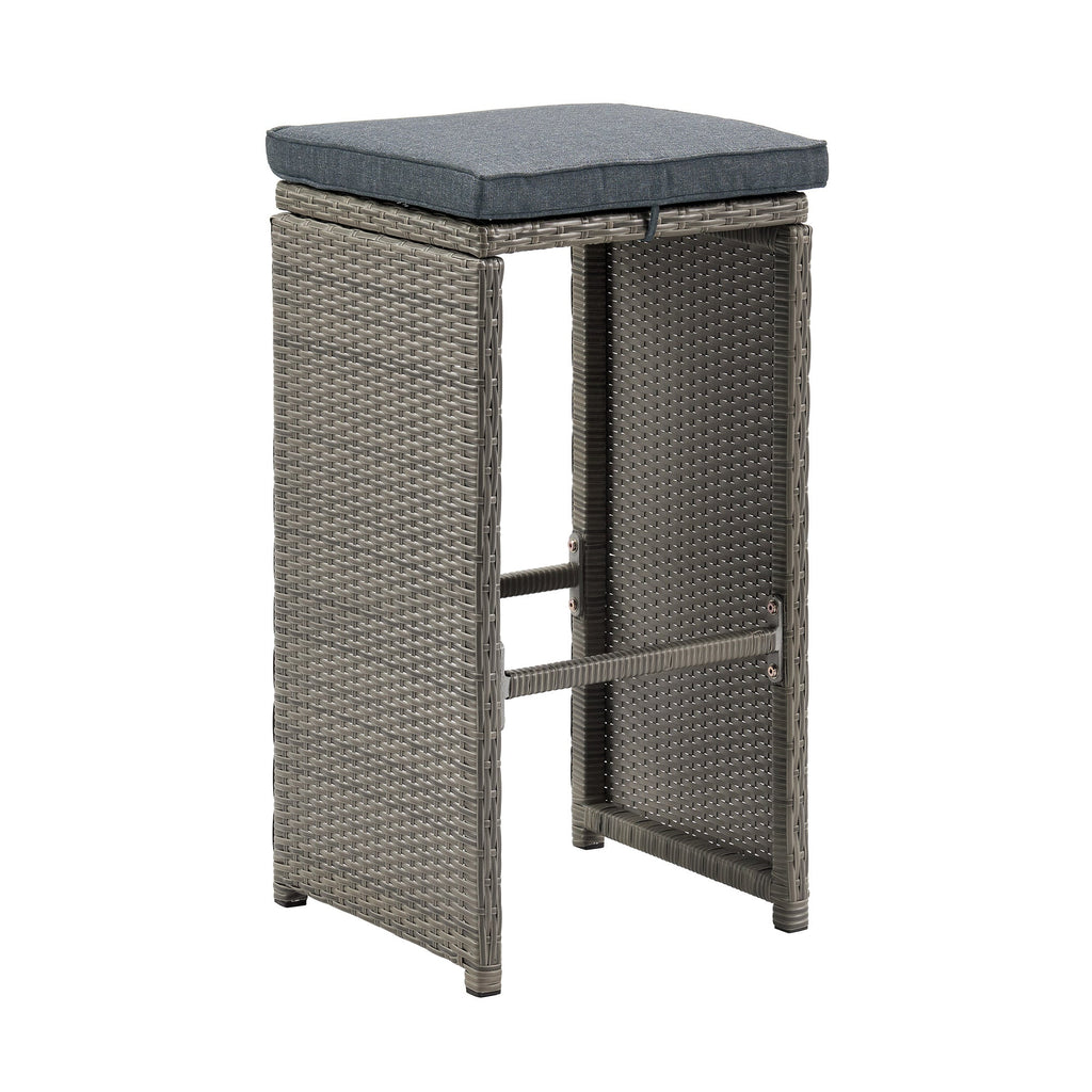 Kobo Gray Asti All-weather Wicker Set of Six 30" Bar Stools with Cushions - Outdoor Seating