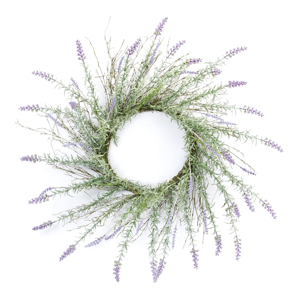 Lavender Floral Twig Wreath 28"- Green - Wreaths